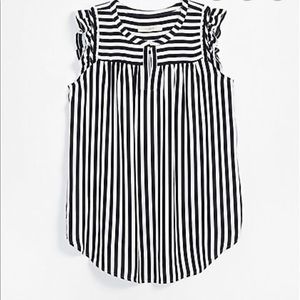 NWT Maternity striped smocked split neck shell